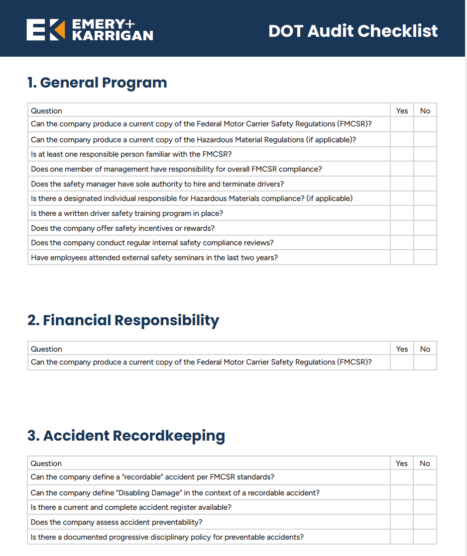 DOT Audit Checklist